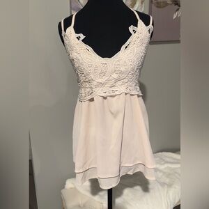 NWT Elegant Lace Trim Babydoll Spaghetti Strap Top